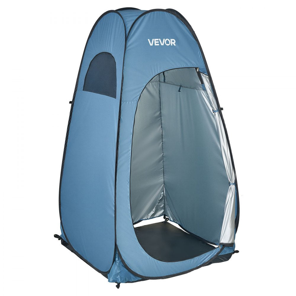 VEVOR Pop up Shower Tent, Instant Portable Privacy Tent Changing Room with Ground Stakes, Ropes, and Carry Bag, 190T Polyester with Silver Coating, Quick Setup, for Camping, Beach, Fishing, Blue