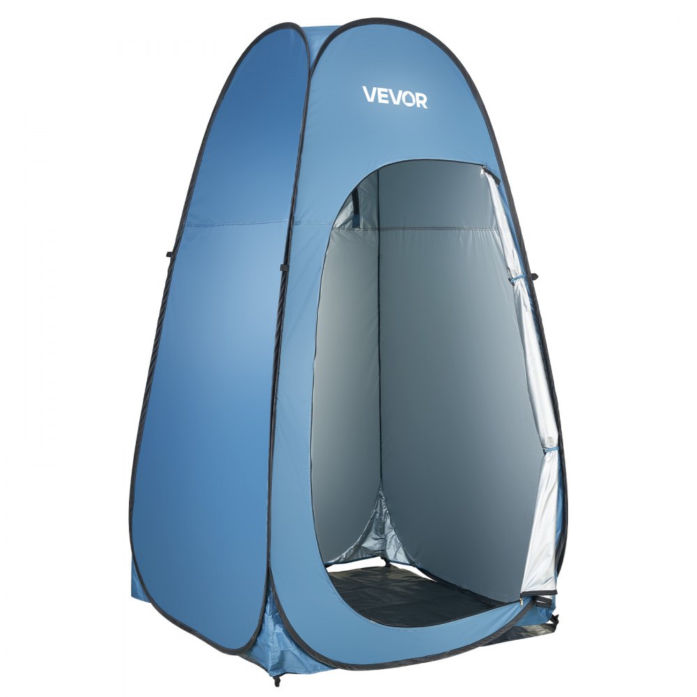VEVOR Pop up Shower Tent Instant Portable Privacy Tent Changing Room with Shower Bag Ground Stakes Ropes Carry Bag 190T Polyester with Silver