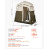 VEVOR Camping Shower Tent, 2-Room Foldable Portable Privacy Tent Changing Room with Ground Stakes, Ropes, and Carry Bag, 150D Oxford Fabric with Silver Coating, for Camping, Beach, and Fishing