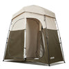 VEVOR Camping Shower Tent, 2-Room Foldable Portable Privacy Tent Changing Room with Ground Stakes, Ropes, and Carry Bag, 150D Oxford Fabric with Silver Coating, for Camping, Beach, and Fishing