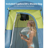 VEVOR Camping Shower Tent, 1 Room, Portable Privacy Tent Changing Room with Shower Bag, Ground Stakes, Ropes, Carry Bag, and Support Poles, 150D Oxford Fabric with Silver Coating, for Camping, Fishing