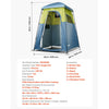 VEVOR Camping Shower Tent, 1 Room, Portable Privacy Tent Changing Room with Shower Bag, Ground Stakes, Ropes, Carry Bag, and Support Poles, 150D Oxford Fabric with Silver Coating, for Camping, Fishing