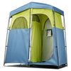 VEVOR Camping Shower Tent, 2-Room Portable Privacy Tent Changing Room with Shower Bag, Ground Stakes, Ropes, Carry Bag, and Support Poles, 150D Oxford Fabric with Silver Coating, for Camping, Fishing