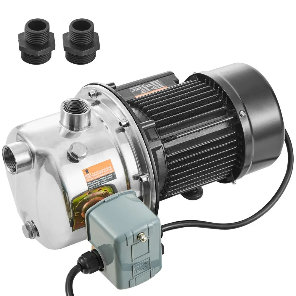 VEVOR 3/4HP SUS304 Stainless Steel Shallow Well Jet Pump, 115 Volt, 18.5 GPM 131 FT Maximum Head Irrigation Water Pump, for Agricultural Garden Irrigation System High-Rise Water Supply Shower Booster