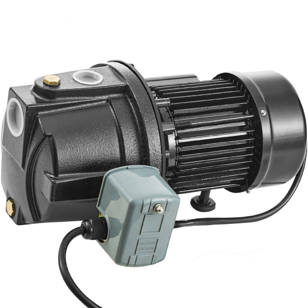 VEVOR 1HP Premium Cast Iron Shallow Well Jet Water Pump, 115 Volt, 17.6 GPM 164 FT Maximum Head Irrigation Water Pump, for Agricultural Garden Irrigation System High-Rise Water Supply Shower Booster