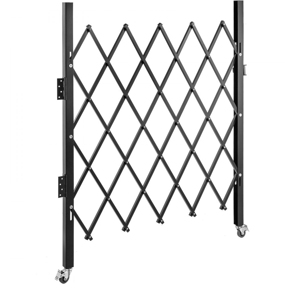 VEVOR Single Folding Security Gate, 48\" H x 37\" W Folding Door Gate, Steel Accordion Security Gate, Flexible Expanding Security Gate, 360° Rolling Barricade Gate, Scissor Gate or Door with Padlock