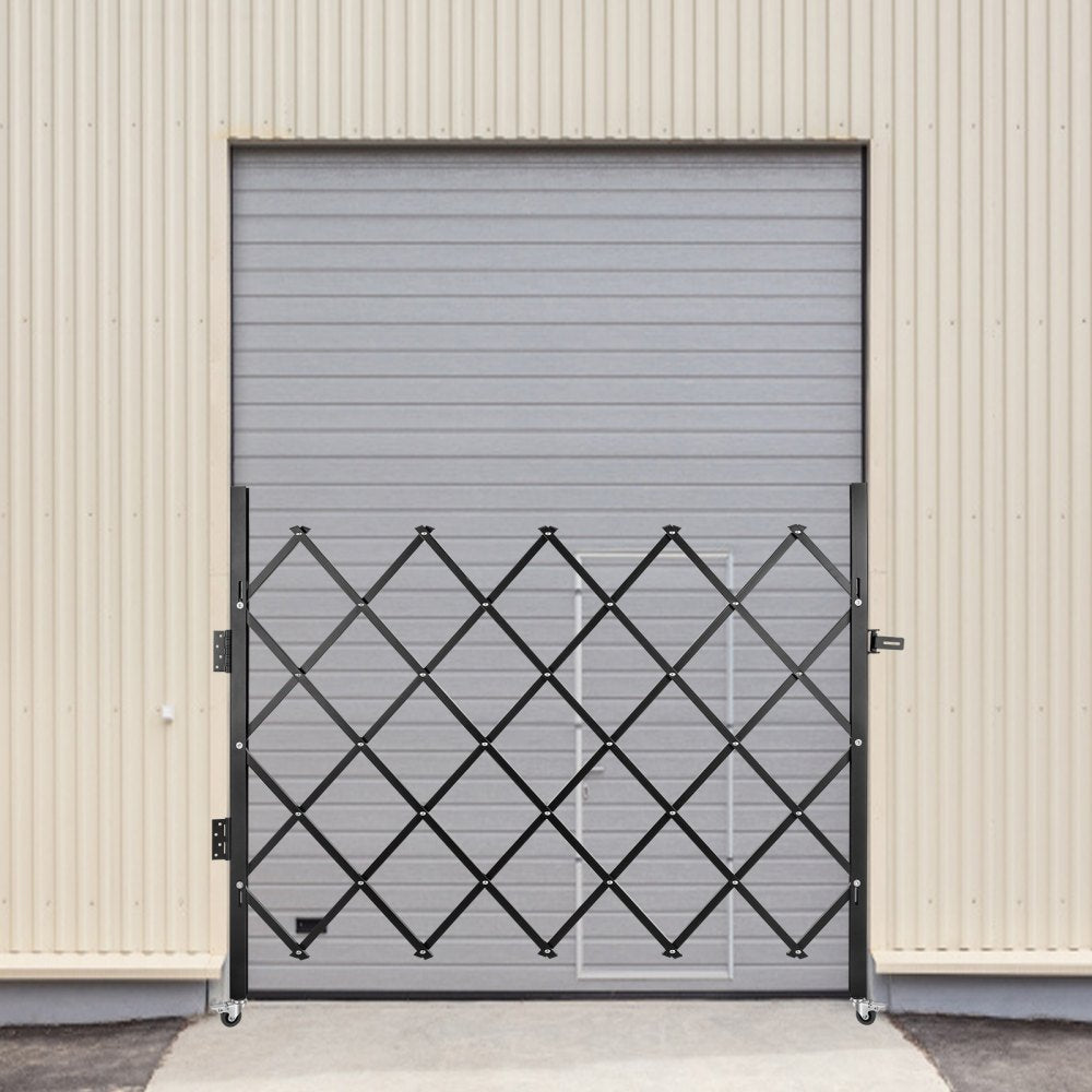 VEVOR Single Folding Security Gate, 48\" H x 66\" W Folding Door Gate, Steel Accordion Security Gate, Flexible Expanding Security Gate, 360° Rolling Barricade Gate, Scissor Gate or Door with Padlock