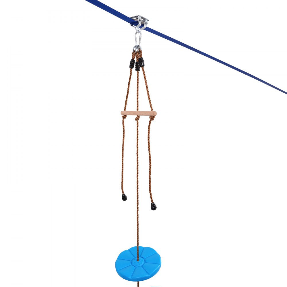 VEVOR Zipline Kit for Kids and Adult, 52 ft Zip Line Kits Up to 500 lb, Backyard Outdoor Quick Setup Zipline, Playground Entertainment with Zipline, Nylon Safety Harness, Seat, and Handlebar