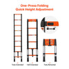 VEVOR Telescoping Ladder, 8.5 ft Extension Ladder One-Button Retraction, Heavy-Duty 330 lbs Capacity, for Home Repairs, Painting, Window Cleaning and RV, Aluminum, Anti-Slip Steps, Orange & Black