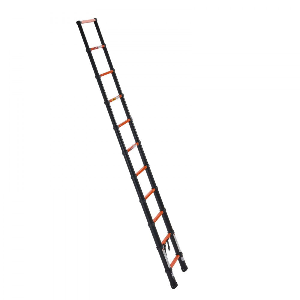 VEVOR Telescoping Ladder, 10.5 ft Extension Ladder One-Button Retraction, Heavy-Duty 330 lbs Capacity, for Home Repairs, Painting, Window Cleaning and RV, Aluminum, Anti-Slip Steps, Orange & Black