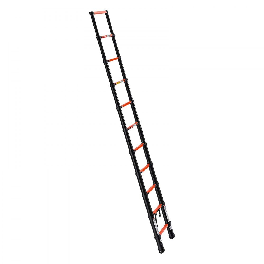 VEVOR Telescoping Ladder, 10.5 ft Extension Ladder Multi-Button Retraction, Heavy-Duty 330 lbs Capacity, for Home Repairs, Painting, Window Cleaning and RV, Aluminum, Anti-Slip Steps, Orange & Black