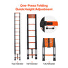 VEVOR Telescoping Ladder, 12.5 ft Extension Ladder One-Button Retraction, Heavy-Duty 330 lbs Capacity, for Home Repairs, Painting, Window Cleaning and RV, Aluminum, Anti-Slip Steps, Orange & Black