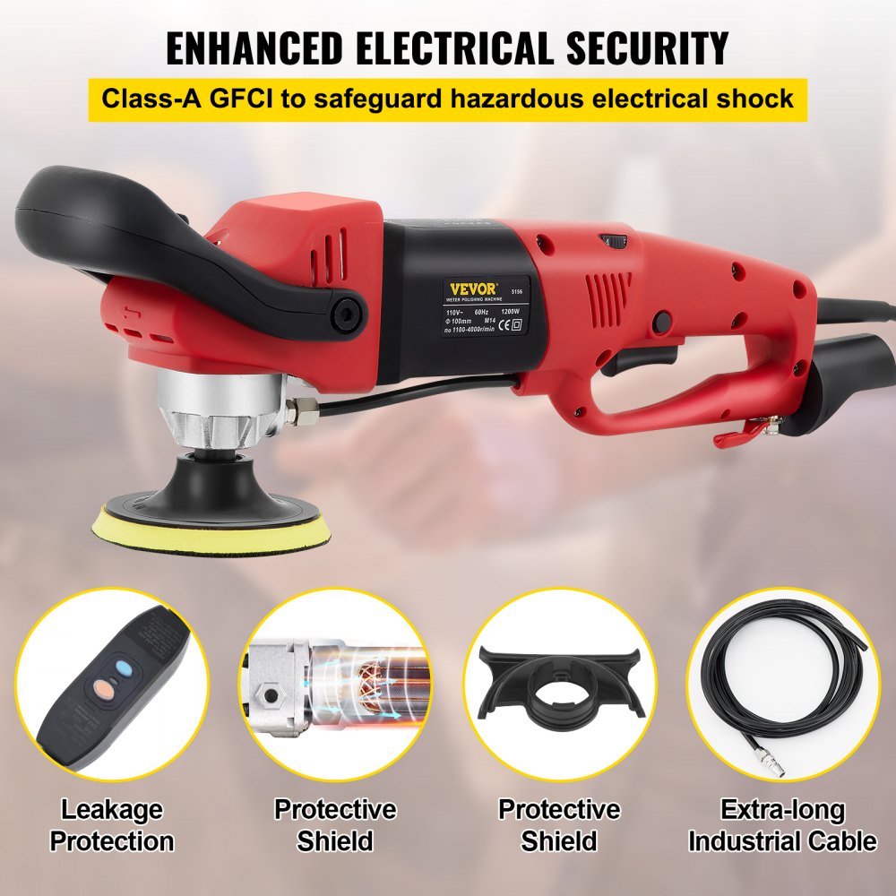 VEVOR Wet Polisher Grinder, Variable Speed 4\" & 5\" Diamond Polishing Pads, Buffing Machine with 78.7\" Water Pipe Adapter & Splash Shield, Electronic Concrete Stone for Title Floor Countertop CE