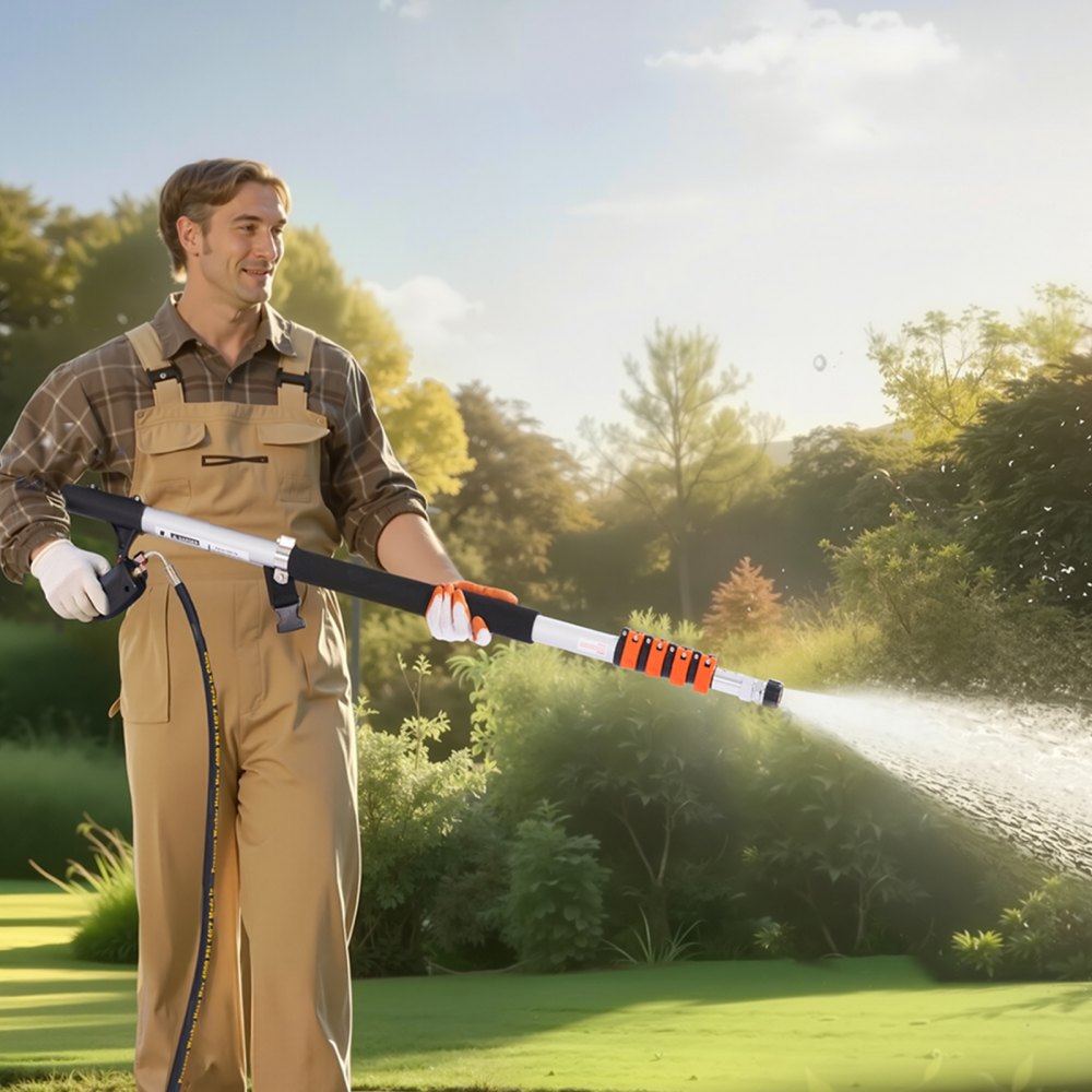 VEVOR Pressure Washer Telescoping Wand, 18 ft, 4000 psi, Telescopic Spray Wand with Power Washer Extension Wands, Gutter Cleaner, Brush Head, 5 Spray Nozzle Tips, Adapter and Adjustable Support Belt