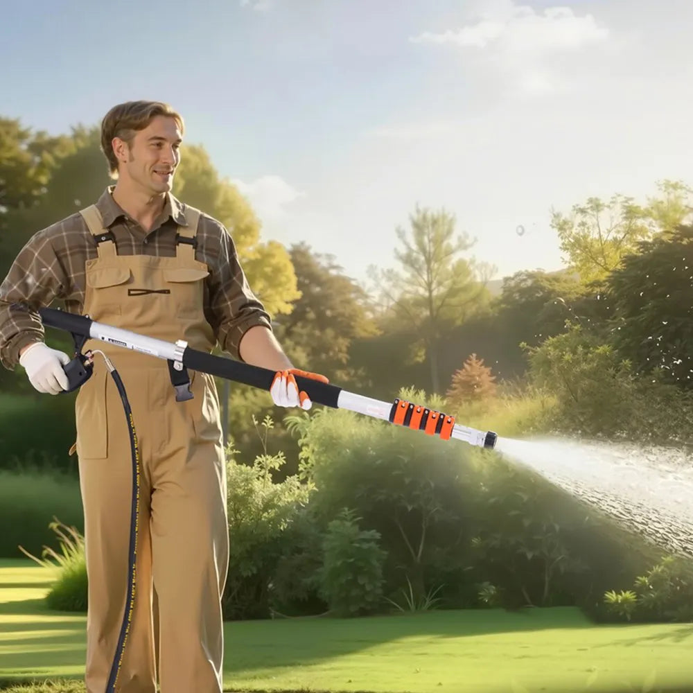 VEVOR Pressure Washer Telescoping Wand, 24 ft, 4000 psi, Telescopic Spray Wand with Power Washer Extension Wands, Gutter Cleaner, Brush Head, Pivoting Coupler, 7 Spray Nozzles and Support Harness