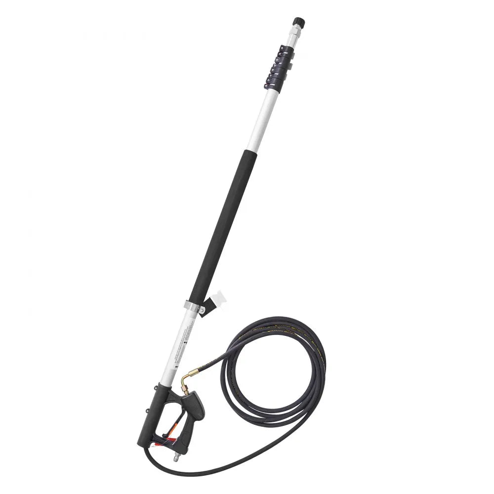 VEVOR Pressure Washer Telescoping Wand, 24 ft, 4000 psi, Telescopic Spray Wand with Power Washer Extension Wands, Gutter Cleaner, Brush Head, Pivoting Coupler, 7 Spray Nozzles and Support Harness