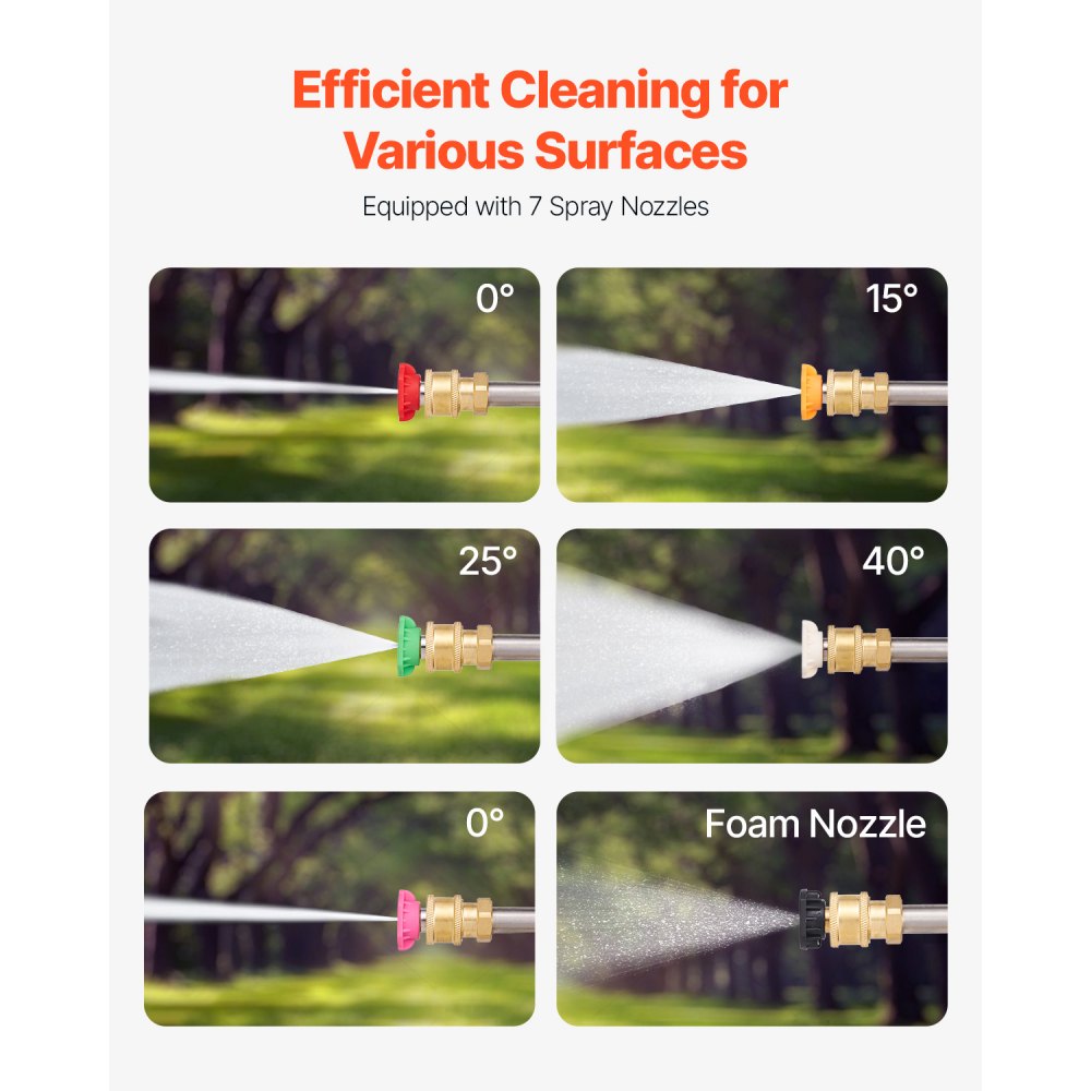 VEVOR Pressure Washer Telescoping Wand, 24 ft, 4000 psi, Telescopic Spray Wand with Power Washer Extension Wands, Gutter Cleaner, Pivoting Coupler, 7 Spray Nozzle Tips and Adjustable Support Harness
