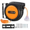 VEVOR Retractable Extension Cord Reel, 65 FT, Heavy Duty 12AWG/3C SJTOW Retractable Power Cord with Lighted Triple Tap Outlet, 15 Amp Circuit Breaker 180° Swivel Bracket for Ceiling or Wall Mount