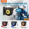 VEVOR Retractable Extension Cord Reel, 45 FT, Heavy Duty 12AWG/3C SJTOW Retractable Power Cord with Lighted Triple Tap Outlet, 15 Amp Circuit Breaker 180° Swivel Bracket for Ceiling or Wall Mount