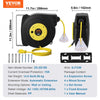 VEVOR Retractable Extension Cord Reel, 45 FT, Heavy Duty 12AWG/3C SJTOW Retractable Power Cord with Lighted Triple Tap Outlet, 15 Amp Circuit Breaker 180° Swivel Bracket for Ceiling or Wall Mount