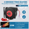 VEVOR Retractable Extension Cord Reel, 50 FT, Heavy Duty 14AWG/3C SJTOW Retractable Power Cord with Lighted Triple Tap Outlet, 13 Amp Circuit Breaker 180° Swivel Bracket for Ceiling or Wall Mount