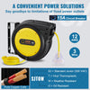 VEVOR Retractable Extension Cord Reel, 65 FT, Heavy Duty 12AWG/3C SJTOW Retractable Power Cord with Lighted Triple Tap Outlet, 15 Amp Circuit Breaker 180° Swivel Bracket for Ceiling or Wall Mount