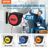 VEVOR Retractable Extension Cord Reel, 75 FT, Heavy Duty 14AWG/3C SJTOW Retractable Power Cord with Lighted Triple Tap Outlet, 13 Amp Circuit Breaker 180° Swivel Bracket for Ceiling or Wall Mount
