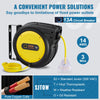 VEVOR Retractable Extension Cord Reel, 75 FT, Heavy Duty 14AWG/3C SJTOW Retractable Power Cord with Lighted Triple Tap Outlet, 13 Amp Circuit Breaker 180° Swivel Bracket for Ceiling or Wall Mount