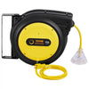 VEVOR Retractable Extension Cord Reel, 75 FT, Heavy Duty 14AWG/3C SJTOW Retractable Power Cord with Lighted Triple Tap Outlet, 13 Amp Circuit Breaker 180° Swivel Bracket for Ceiling or Wall Mount