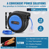 VEVOR Retractable Extension Cord Reel, 75 FT, Heavy Duty 14AWG/3C SJTOW Retractable Power Cord with Lighted Triple Tap Outlet, 13 Amp Circuit Breaker 180° Swivel Bracket for Ceiling or Wall Mount