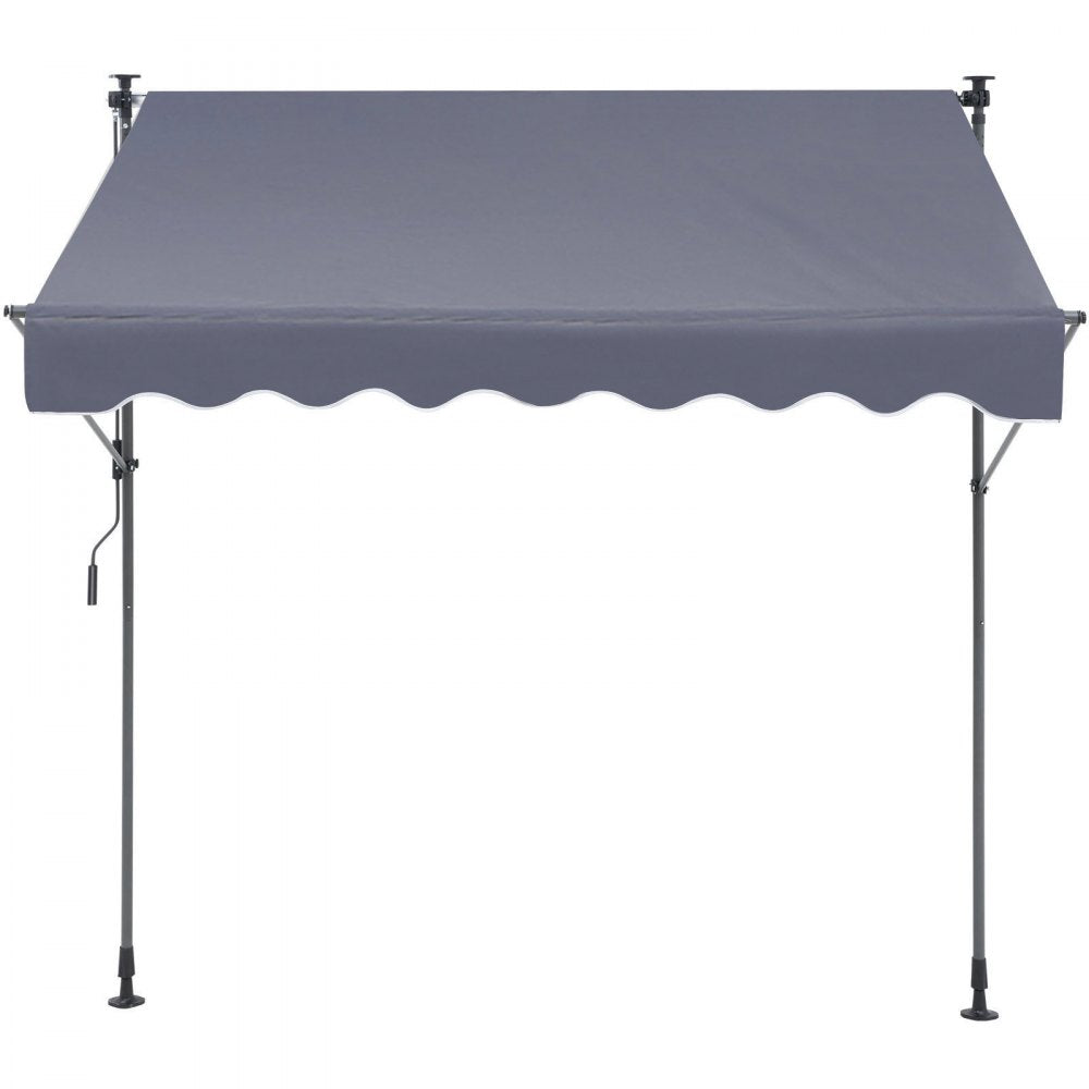 VEVOR Manual Retractable Awning, 118" Outdoor Retractable Patio Awning Sunshade Shelter, Adjustable Patio Door Window Awning Canopy with 39" Sun Shade Curtain for Backyard, Garden, Balcony