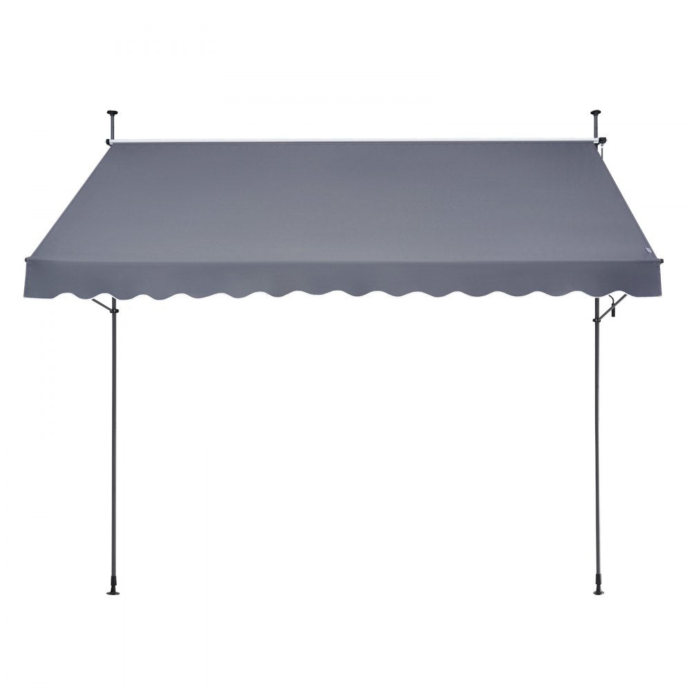 VEVOR 138 x 47" Patio Awning Retractable, Awning Sunshade Shelter with Manual Crank Handle, Outdoor Patio Canopy Sunsetter Deck, Adjustable Height from 86 to 122 in, for Patio/Balcony/Yard, Dark Gray