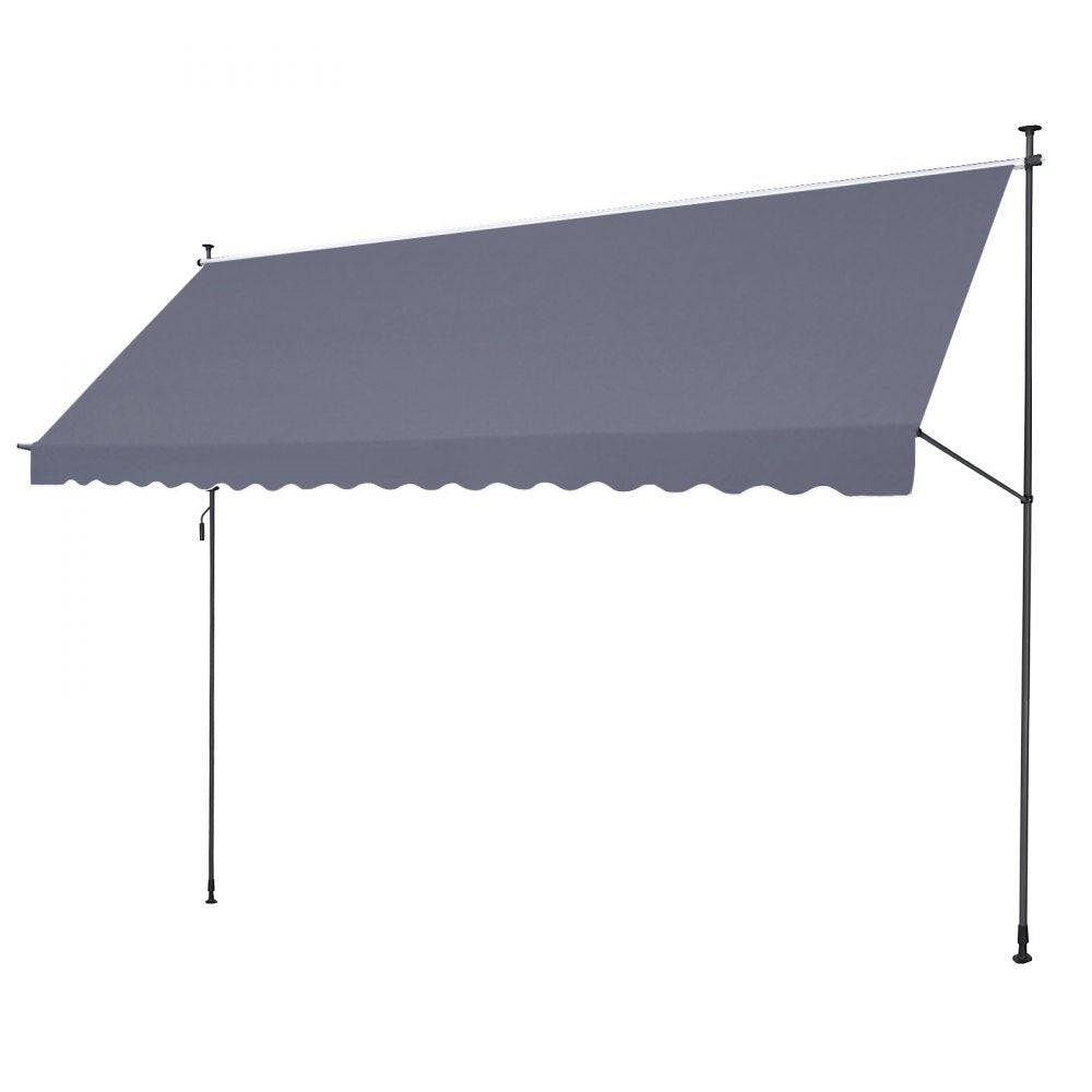 VEVOR 178 x 47" Patio Awning Retractable, Awning Sunshade Shelter with Manual Crank Handle, Outdoor Patio Canopy Sunsetter Deck, Adjustable Height from 86 to 122 in, for Patio/Balcony/Yard, Dark Gray