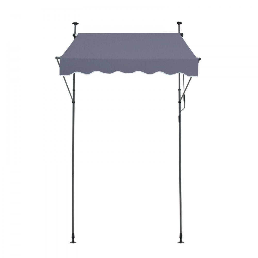 VEVOR 59 x 47" Patio Awning Retractable, Awning Sunshade Shelter with Manual Crank Handle, Outdoor Patio Canopy Sunsetter Deck, Adjustable Height from 86 to 122 in, for Patio/Balcony/Yard, Dark Gray