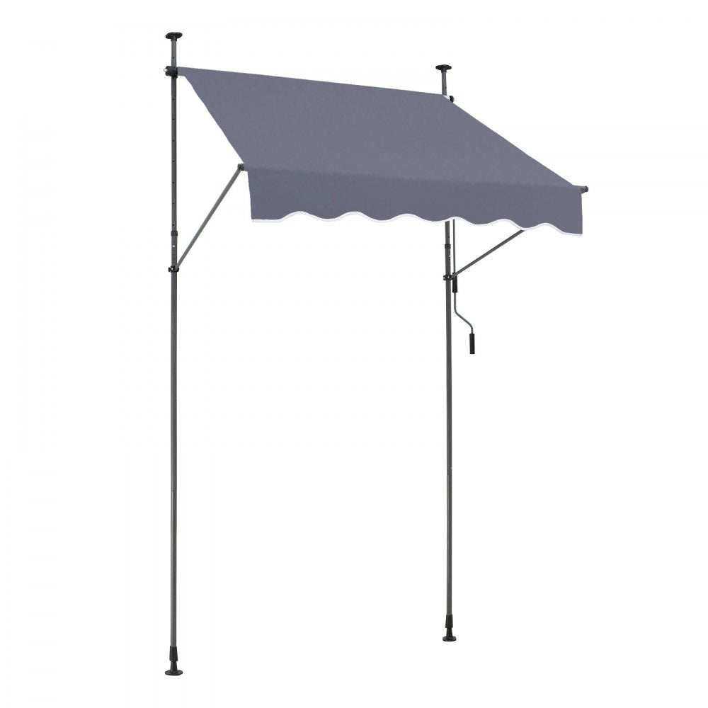 VEVOR 59 x 47" Patio Awning Retractable, Awning Sunshade Shelter with Manual Crank Handle, Outdoor Patio Canopy Sunsetter Deck, Adjustable Height from 86 to 122 in, for Patio/Balcony/Yard, Dark Gray