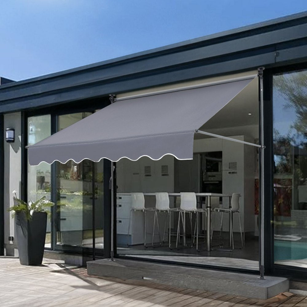 VEVOR Manual Retractable Awning, 78" Outdoor Retractable Patio Awning Sunshade Shelter, Adjustable Patio Door Window Awning Canopy with 39" Sun Shade Curtain for Backyard, Garden, Balcony