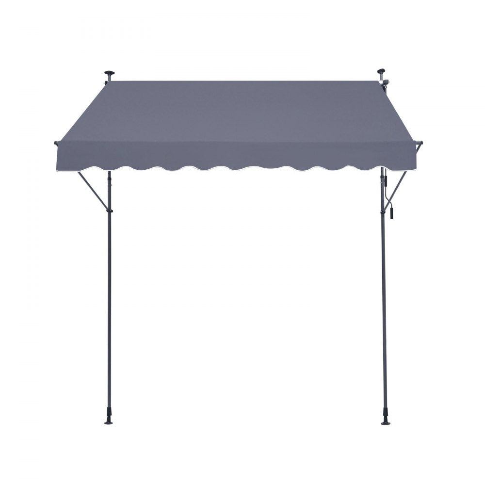 VEVOR 98 x 47" Patio Awning Retractable, Awning Sunshade Shelter with Manual Crank Handle, Outdoor Patio Canopy Sunsetter Deck, Adjustable Height from 86 to 122 in, for Patio/Balcony/Yard, Dark Gray