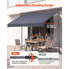 VEVOR Manual Retractable Awning, 118" Outdoor Retractable Patio Awning Sunshade Shelter, Height Adjustable Patio Door Window Canopy with Manual Crank Handle for Backyard, Garden, Balcony, Dark Gray