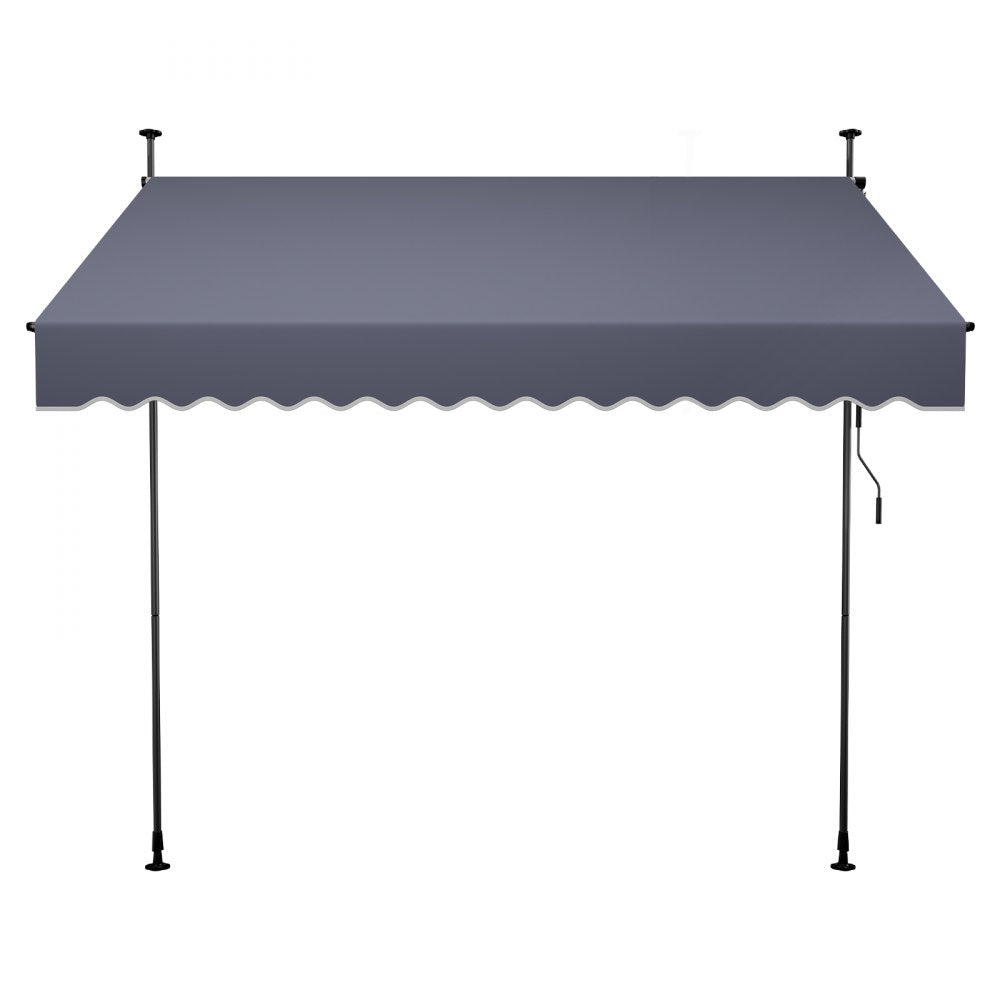 VEVOR Manual Retractable Awning, 118" Outdoor Retractable Patio Awning Sunshade Shelter, Height Adjustable Patio Door Window Canopy with Manual Crank Handle for Backyard, Garden, Balcony, Dark Gray