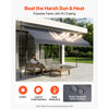 VEVOR Manual Retractable Awning, 157" Outdoor Retractable Patio Awning Sunshade Shelter, Height Adjustable Patio Door Window Canopy with Manual Crank Handle for Backyard, Garden, Balcony, Dark Gray