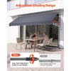 VEVOR Manual Retractable Awning, 157" Outdoor Retractable Patio Awning Sunshade Shelter, Height Adjustable Patio Door Window Canopy with Manual Crank Handle for Backyard, Garden, Balcony, Dark Gray