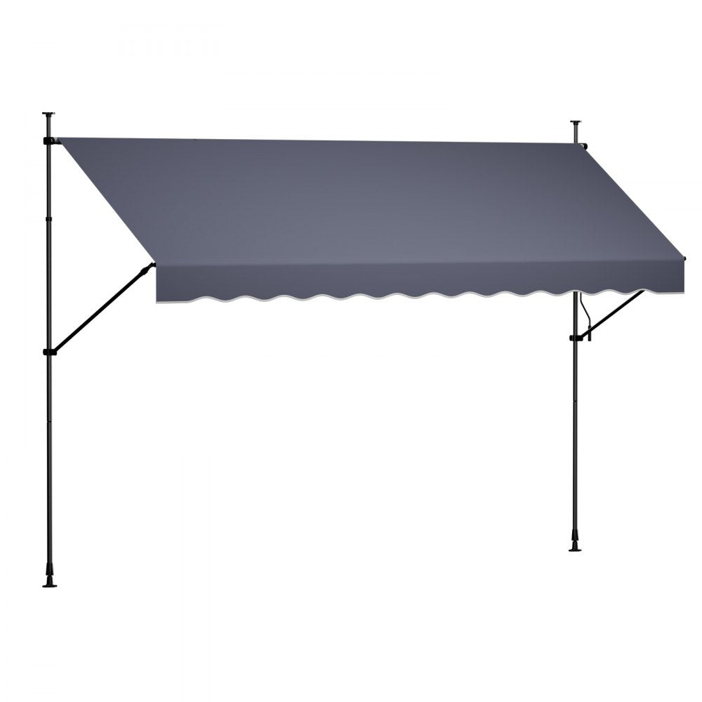 VEVOR Manual Retractable Awning, 157" Outdoor Retractable Patio Awning Sunshade Shelter, Height Adjustable Patio Door Window Canopy with Manual Crank Handle for Backyard, Garden, Balcony, Dark Gray