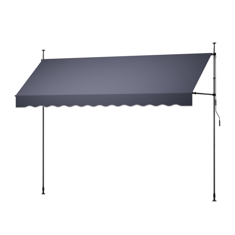 VEVOR Manual Retractable Awning, 138" Outdoor Retractable Patio Awning Sunshade Shelter, Height Adjustable Patio Door Window Canopy with Manual Crank Handle for Backyard, Garden, Balcony, Dark Gray