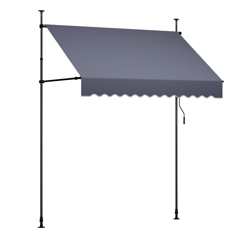 VEVOR Manual Retractable Awning, 78" Outdoor Retractable Patio Awning Sunshade Shelter, Height Adjustable Patio Door Window Canopy with Manual Crank Handle for Backyard, Garden, Balcony, Dark Gray
