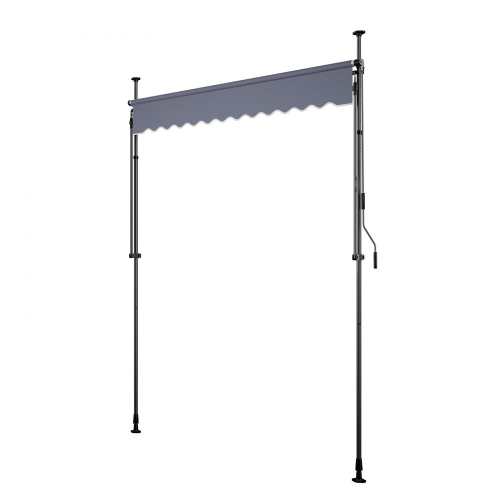 VEVOR Manual Retractable Awning, 78" Outdoor Retractable Patio Awning Sunshade Shelter, Height Adjustable Patio Door Window Canopy with Manual Crank Handle for Backyard, Garden, Balcony, Dark Gray
