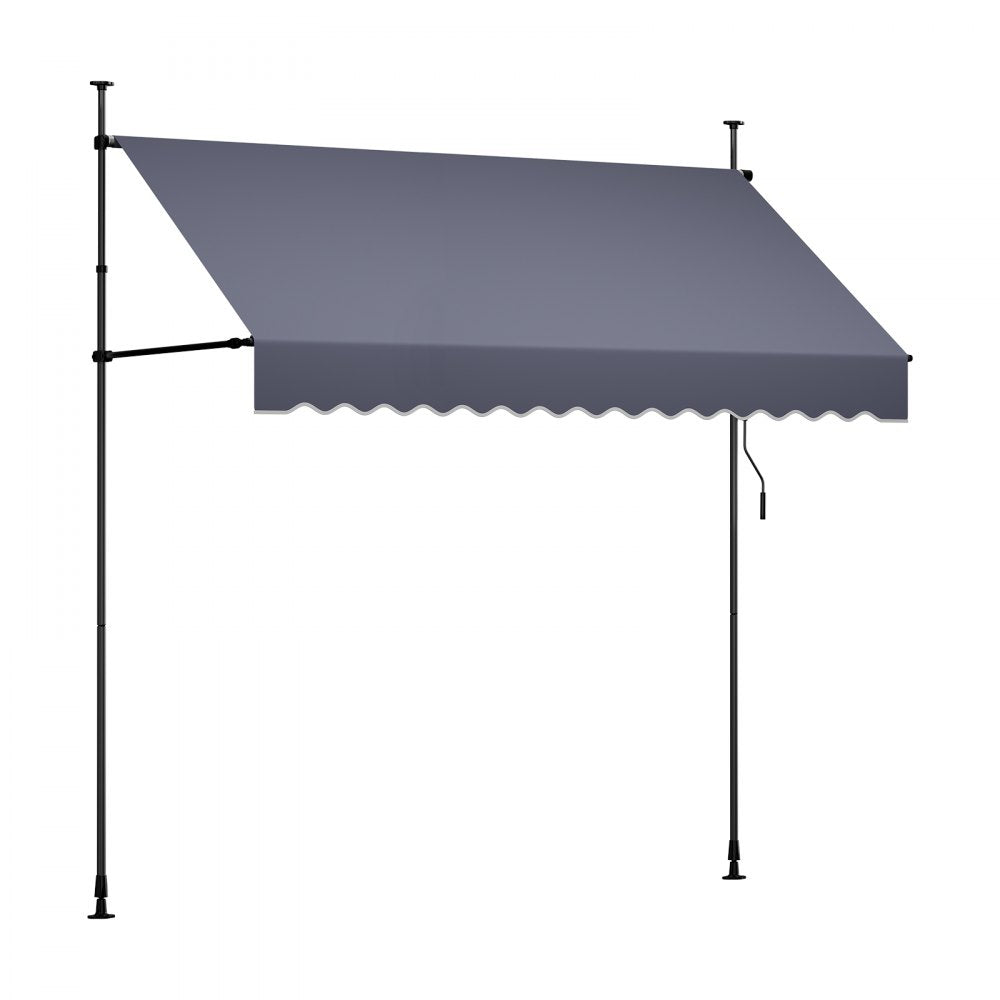 VEVOR Manual Retractable Awning, 98" Outdoor Retractable Patio Awning Sunshade Shelter, Height Adjustable Patio Door Window Canopy with Manual Crank Handle for Backyard, Garden, Balcony, Dark Gray