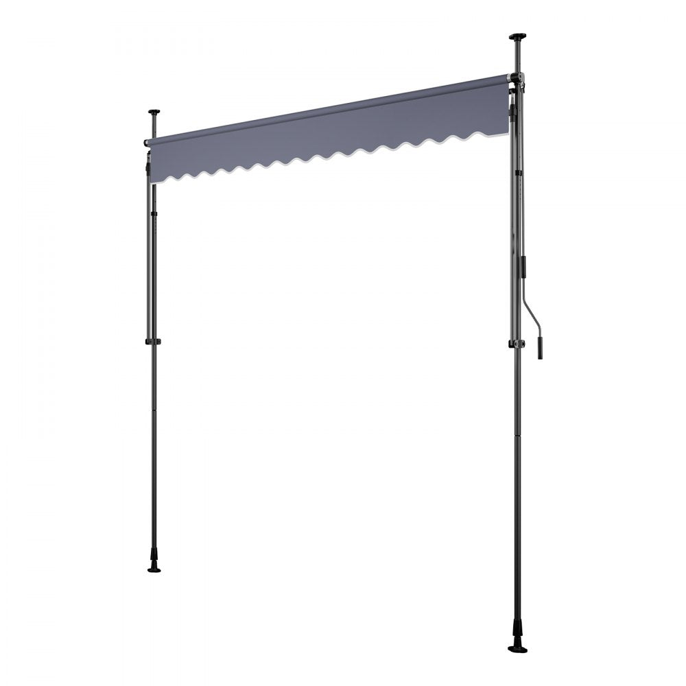 VEVOR Manual Retractable Awning, 98" Outdoor Retractable Patio Awning Sunshade Shelter, Height Adjustable Patio Door Window Canopy with Manual Crank Handle for Backyard, Garden, Balcony, Dark Gray
