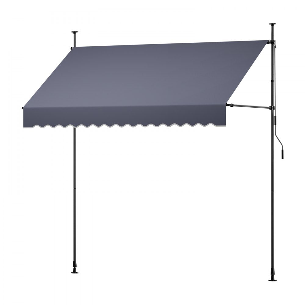 VEVOR Manual Retractable Awning, 98" Outdoor Retractable Patio Awning Sunshade Shelter, Height Adjustable Patio Door Window Canopy with Manual Crank Handle for Backyard, Garden, Balcony, Dark Gray