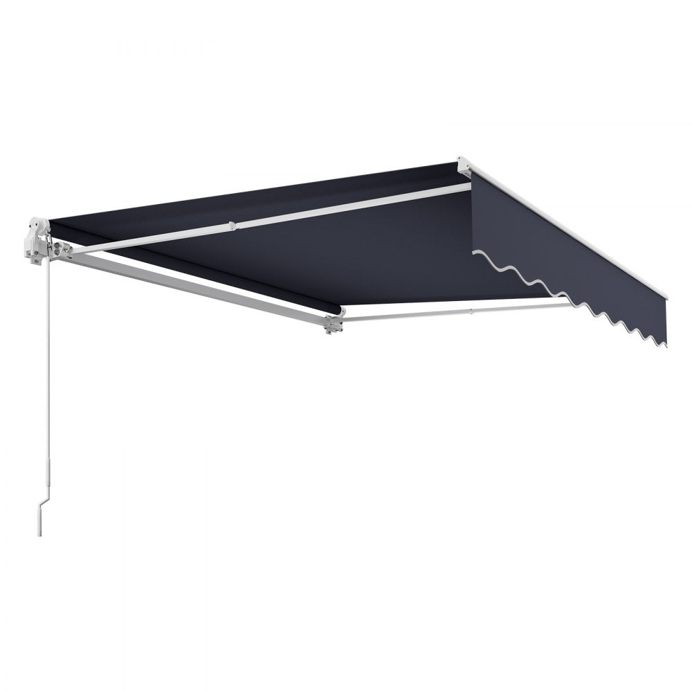 VEVOR Manual Retractable Awning, 9.8' x 8.2' Outdoor Patio Awning Retractable Sun Shade, Patio Door Window Water-Resistant Polyester Sunshade Shelter with Crank Handle for Deck, Balcony, Yard, Gray