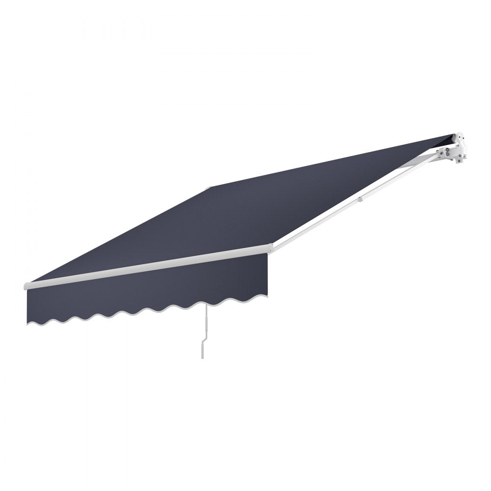 VEVOR Manual Retractable Awning, 9.8' x 8.2' Outdoor Patio Awning Retractable Sun Shade, Patio Door Window Water-Resistant Polyester Sunshade Shelter with Crank Handle for Deck, Balcony, Yard, Gray